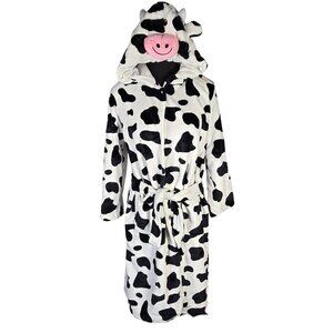 NWT | Cow Print Hooded Plush Fleece Robe Costume Belted | Kids 12-13